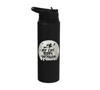 Witch & Cat Halloween My Cat Rides Shotgun Stainless Steel Insulated Water Bottle