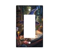 Witch Cat Light Switch Cover Plates/Outlet Covers, Halloween Dark Wizard for Wall Accents, Thermoplastic Wall Plates, Standard Size Single Rocker