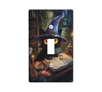 Witch Cat Light Switch Cover Plates/Outlet Covers, Halloween Dark Wizard for Wall Accents, Thermoplastic Wall Plates, Standard Size Single Toggle