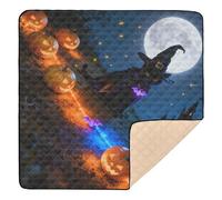Witch Cat on Pumpkin Path Cute Foldable Baby Activity Play Mat for Floor Waterproof Infant Play Activity Mat for Baby Kids Toddlers Infants, 50'' x 50''