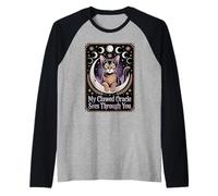 Witch Cat Oracle Mystical Moon Phases Raglan Baseball Tee
