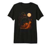 Witch Cat Riding Snail Under Moon Premium T-Shirt