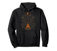 Witch Cats Dancing Bonfire Halloween Black Cat Pullover Hoodie