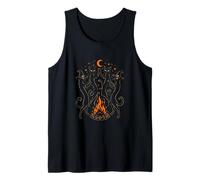 Witch Cats Dancing Bonfire Halloween Black Cat Tank Top