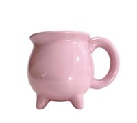 Witch Cauldron Coffee Mug Ceramic 400ml Halloween Tabletop Decor, Pink | 5.04 x 3.66 in, Microwave Safe, Dishwasher Safe, Sturdy Handle, for Soup, Cocoa, Candy, Cereal Bowl, Small Planter
