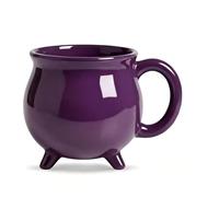 Witch Cauldron Coffee Mug Ceramic 400ml Halloween Tabletop Decor, Purple | 5.04 x 3.66 in, Microwave Safe, Dishwasher Safe, Sturdy Handle, for Soup, Cocoa, Candy, Cereal Bowl, Small Planter