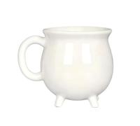 Witch Cauldron Coffee Mug Ceramic 400ml Halloween Tabletop Decor, White | 5.04 x 3.66 in, Microwave Safe, Dishwasher Safe, Sturdy Handle, for Soup, Cocoa, Candy, Cereal Bowl, Small Planter