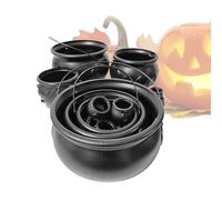 Witch Cauldron - Halloween Candy Bucket - Set of 10 Pots for Trick or Treat with Handle - Black Decorative Container for Children's Parties, Events, Table, Easter or Interior Decoration