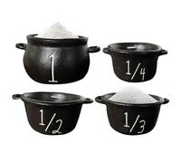 Witch Cauldron Measuring Cup Set, 4-Piece Cups, Black with Clear Scales, Sturdy, Easy to Clean, Perfect for Gothic Decor, Halloween Celebrations, Birthday Presents