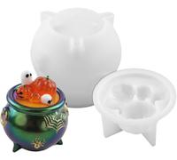 Witch Cauldron Mould, Halloween Silicone Moulds, Mini Cauldron Epoxy Resin Moulds Candle Soap Craft Making Halloween Decorations, Reusable Easy Release Mould Crafting Supplies (B)