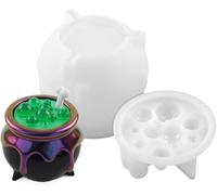 Witch Cauldron Mould, Halloween Silicone Moulds, Mini Cauldron Epoxy Resin Moulds Candle Soap Craft Making Halloween Decorations, Reusable Easy Release Mould Crafting Supplies (A)
