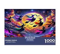 Witch Challenging Puzzles 1000 Piece - Witches Pumpkins Full Moon for Men And Women Puzzle for Adults Gifts Wall Decoration38x26cm/1000pcs