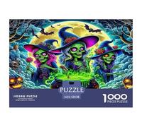 Witch Challenging Puzzles 1000 Pieces - Zombie Witches Cauldron Vibrant for Men And Women Fun And Challenging Family Game Great Gift Idea52x38cm/1000pcs