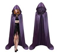 Witch Cloak,59 Inch Unisex Adults Hooded Cloak Cape for Halloween - Robes Full Length Cosplay Costume for Women Men Role Play Medieval Markets Theater Events Holiday Party Purple