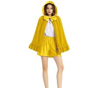 Witch Cloak Adult Red Short Cape with Lace Ruffle Hem Holiday Cosplay Costume Detachable Hood Elegant Velvet Touch Festive Wear Party Attire