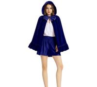 Witch Cloak Adult Red Short Cape with Lace Ruffle Hem Holiday Cosplay Costume Detachable Hood Elegant Velvet Touch Festive Wear Party Attire