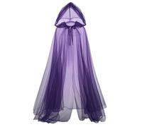Witch Cloak Cape Costume Gothic Tulle Robe Sheer Lightweight Layer Floor Length Flowing Design for Halloween Cosplay,Purple,ONE SIZE
