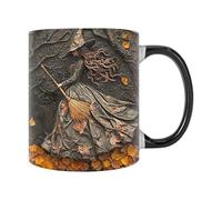 Witch Coffee Cup - Spooky Ceramic Tumbler, Halloween Mug, Dark Novelty Beverage Cup | Elegant Black Ceramic Cup for Magic Tea Brewing, Gothic Charm Coffee Mug, Aesthetic Portion Mug