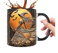 Witch Coffee Mug, Halloween Witch Mug | Halloween Mug Cups, Elegant Halloween Ceramic Travel Mugs 350ml for Girls and Women