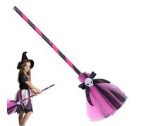 Witch Costume for ,Witch Accessories for Spooky Halloween - Skull Broom Ribbon Hat for Theme Party Costume Party Costume Parade Play