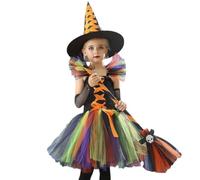 Witch Costume Kids Cute Cosplay Costumes with Hat Broom