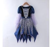 Witch Costume Kids Girls Halloween Witch Costumes Halloween Costumes For Kids Fancy Dress Party Witches Princess Dress Children Witches Outfit Cosplay With Hat,Candy Bag And Magic Wand 4Pcs (BU150)