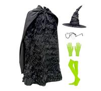 Witch Costume Set - Breathable Dress For 5-12 Years Old Outfit Halloween Party Clothes Comfortable Fabric Dress Creative Cosplay Outfit | School Carnival Event