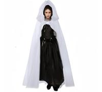 Witch Costume Vintage Renaissance Embroidered Sheer Ghost Bride Costume Spooky Ghost for, Cosplay Haunted Mansion (White) Halloween Decor