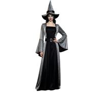 Witch Costume Women Medieval Bell Sleeve Dress Cosplay Performance