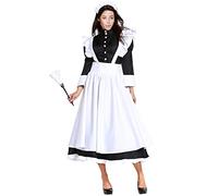 Witch Costume Women's British Style Film Character Housekeeper Long Skirt Men Women Dress Medieval Goblet Support (Black, L)