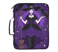 Witch Crow Purple Starry Night File Organizer Expanding 7 Pockets A4 Letter Size with Zipper Closure for Business Folders with Pockets carpeta de