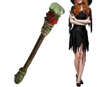 Witch Crystal Wand - Handmade Raw Stone Decor, Wiccan Altar Fairy Wand, Spiritual Ritual Meditation Divination Tool, Moss Flower Ornament | Pagan Home Living Room Bedroom Nightstand Decor