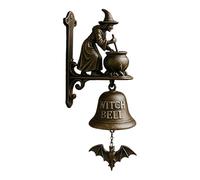 Witch Dachshund Doorbell - Manual Entry Ring Bell, Shopkeepers Hanging Decoration | Outdoor Wall Mount Bell, Rustic Cottage Garden Charm, Courtyard Fence Welcome Housewarming Ornament