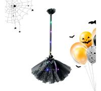 Witch Decorative Broom - Realistic Portable with Light | Witch Accessory for Halloween Decoration for Teens Students Women Girls Adults Haunted House Graveyard Party Room