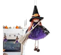Witch Doll - Hanging Halloween Figurine Ornament, Creepy Collectible Decoration, Spooky Party Prop For Haunted House, Outdoor Garden Display | Scary Window Patio Kitchen Wall Holiday Décor