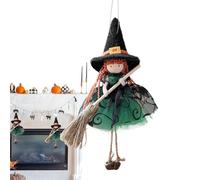 Witch Doll - Hanging Halloween Figurine Ornament, Creepy Collectible Decoration, Spooky Party Prop For Haunted House, Outdoor Garden Display | Scary Window Patio Kitchen Wall Holiday Décor