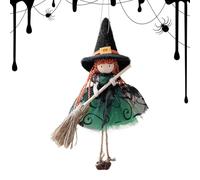 Witch Doll Hanging Ornament - Scary Halloween Collectible Figurine Decoration For Window, Garden, Patio, Haunted House, Kitchen Wall & Party Decor Indoor Outdoor Seasonal Display 12x20cm/4.72x7.87 Inc