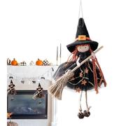 Witch Doll Hanging Ornament - Scary Halloween Collectible Figurine Decoration For Window, Garden, Patio, Haunted House, Kitchen Wall & Party Decor Indoor Outdoor Seasonal Display 12x20cm/4.72x7.87 Inc