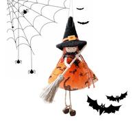 Witch Doll Hanging Ornament - Scary Halloween Collectible Figurine Decoration For Window, Garden, Patio, Haunted House, Kitchen Wall & Party Decor Indoor Outdoor Seasonal Display 12x20cm/4.72x7.87 Inc