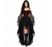 Witch Dress Women Halloween Costumes Woman 2026 Medieval Vampire Butterfly Sleeve Mesh Adults Gothic Outfits，Black