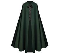 Witch Dress Women Medieval Grim Cosplay Cloak Halloween Stage Performance Costume Cosplay Costume Black Dress Halloween (Green, S)