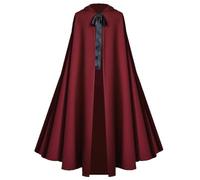 Witch Dress Women Medieval Grim Cosplay Cloak Halloween Stage Performance Costume Cosplay Costume Black Dress Halloween (Red, M)