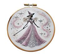 Witch Embroidery Supplies, Hand Embroidery Kit, 5.91x5.91in Creative Sewing Materials, Creativity Stitches Kits, Halloween Crafts Supplies for Holidays, Birthday Craft Projects