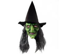 Witch Face - Latex Witch |Scary, Halloween Green Face Black Hair and Hat Set | Old Witchs Dress Up Scary Costume, Halloween Cosplay Party Horror Props Best for Cosplay Party