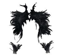 Witch Feather Shawl Feather Wrist Cuff Gothic Crow Shrug Shawl Halloween Costume Accessories for Women (A)