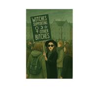 Witch Feminist Protest Posters - Green Witch Art Canvas Poster Bedroom Decor Landscape Office Room Decor Gift 08x12inch(20x30cm)