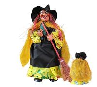 Witch Figurine, Halloween Decoration, 8x6x16.5cm, Spooky Vintage Design, Sturdy Resin Material, Eye-Catching Display, Easy To Clean, Perfect For Dorm Room Party Home Bookshelf Apartment Fireplace