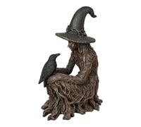 Witch Figurines Gothic Spooky Raven Resin Table Centerpiece