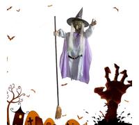 Witch Floating - Flying Witch Halloween, Decor On Brooms | Float On Brooms, Realistic Halloween Witches | Great Halloween Decoration, Animatronics, M, Inquietan Objects