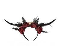 Witch Flower Decor Sheep Horn Shape Hair Hoop Movie Evil Horn For Head Band Gothic Cosplay Costume Headpiece Devil Headband Black Headband Adult Devil Headbands Pack Sheep Adult Size Goat